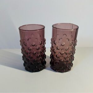 Amethyst Purple Glass Tumbler Set of 2 - Elegant Hobnail Design